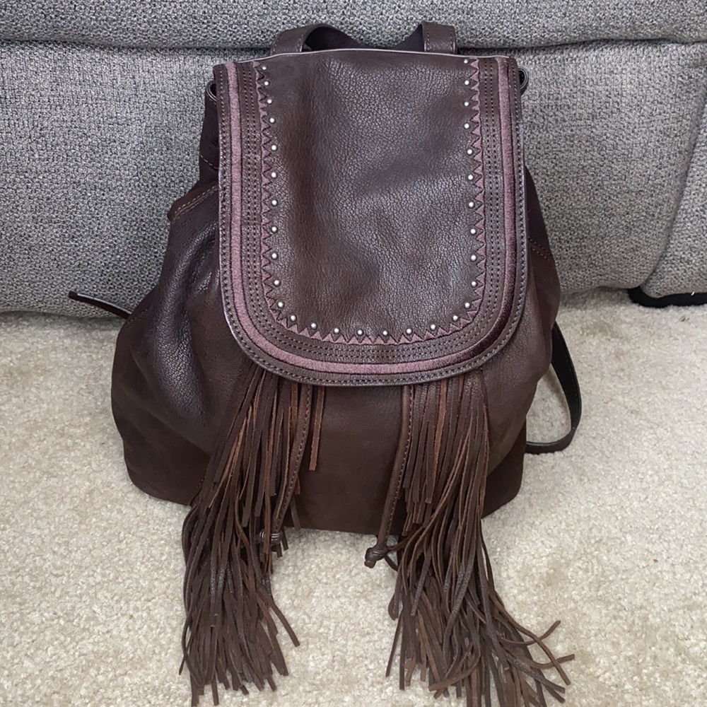 Lucky Brand zori fringe leather backpack